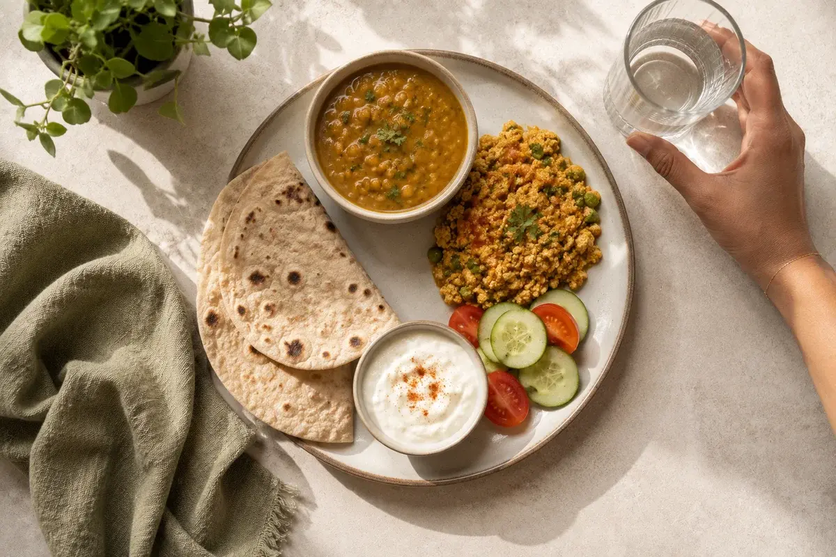 Balanced Indian diet plate for eating well on semaglutide