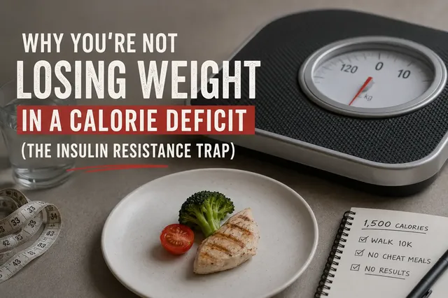 A plate with a small portion of food beside a stalled bathroom scale