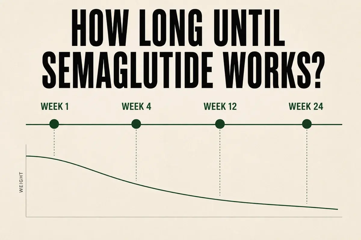 Timeline showing how many weeks until semaglutide starts working