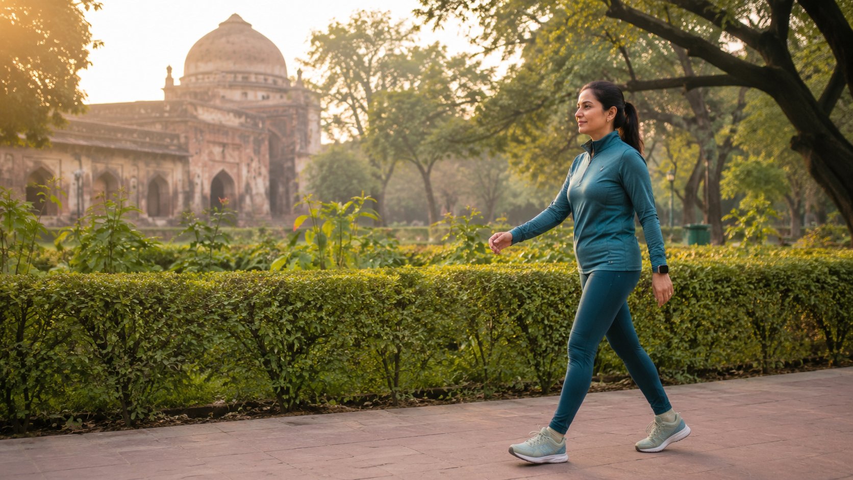 Patient walking in Indian park